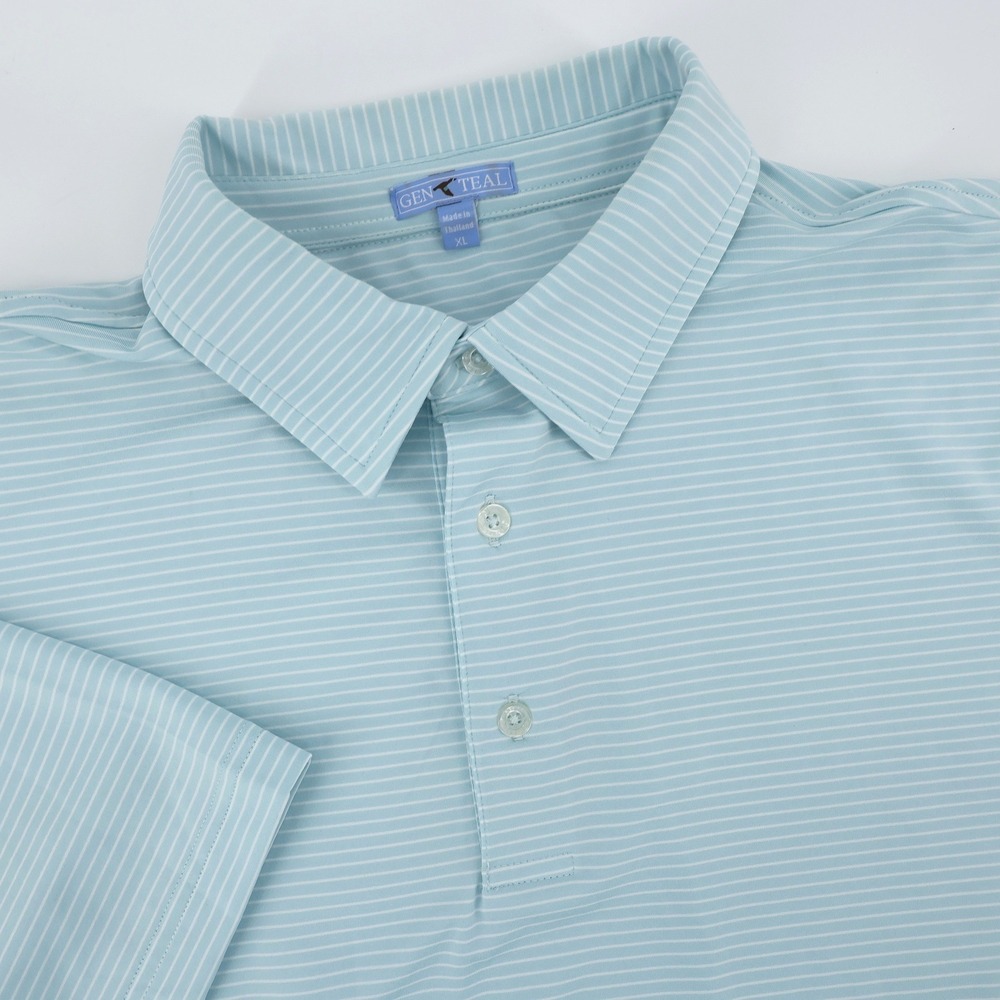 GenTeal Striped Performance Polo Light Blue Short Sleeve Mens XL